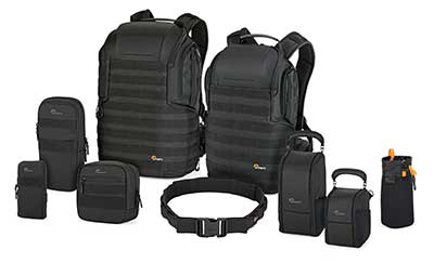 LowePro ProTactic 350 and 450 backpacks, utility belt, and accessories