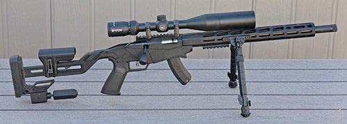 Ruger Precision Rimfire with aftermarket scope, bipod, and monopod 