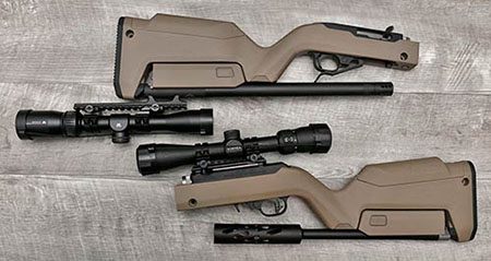 Ruger 10/22 Takedown rifles, shown with different scope mount options
