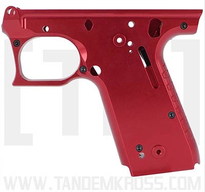 TandemKross Kraken stripped aluminum lower for Ruger Mark IV 22/45 pistols in red