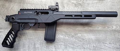 Volquartsen's VF-6 Lightweight Barrel on a custom 22 Charger in the Enoch Industries Deep Six chassis with SB Tactical FS1913 brace and TacSol Axiom Suppressor