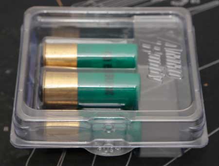 12 gauge ammo stored in the Ammo Buddy from Clamtainer