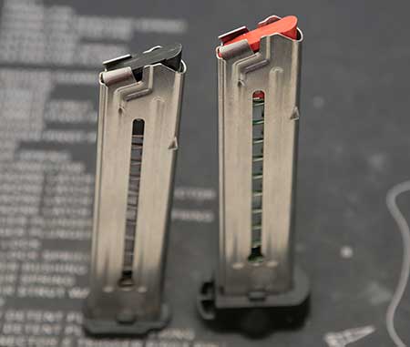 OEM S&W SW22 Victory magazine on the left. Tandemized one on the right.