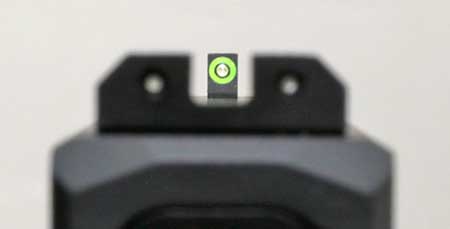 Sight picture of the XS Sights R3D Night Sights for Glock pistols