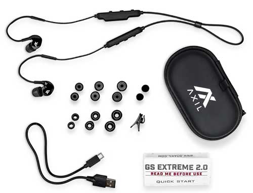 AXIL GS Extreme 2.0 Ear Bud package contents