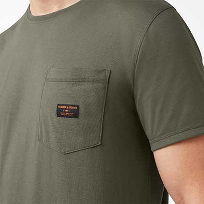 Chest pocket on the Traeger x Dickies Ultimate Grilling T-Shirt