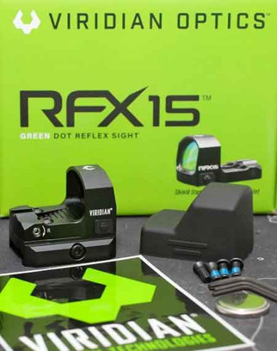 Package contents of the Viridian RFX 15 Green Dot Reflex Sight 
