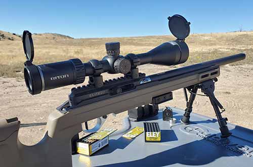 Custom 10/22 rifle with the Riton 1 Conquer 6-24x50 Scope.