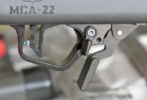 Finger index point and oversize trigger guard on the TandemKross Manticore Trigger.