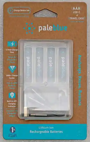 Paleblue Rechargeable Batteries in retail packaging.