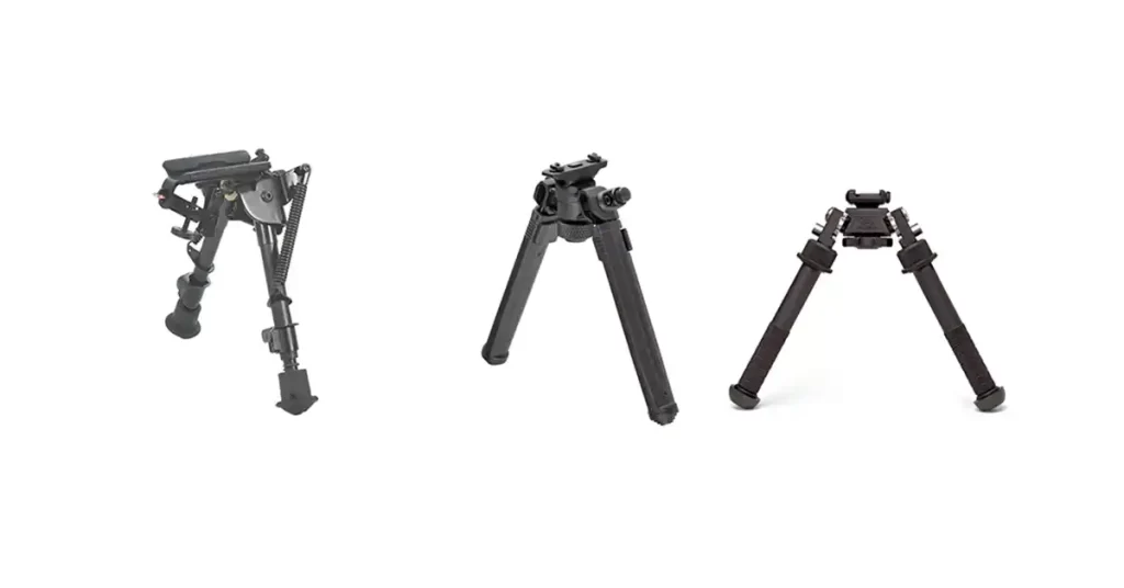 Harris, Magpul, and Atlas bipods are some of the most popular options.