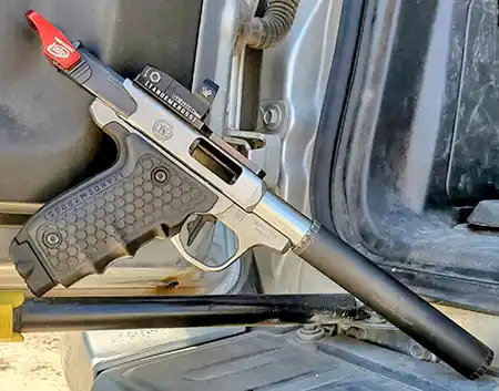 Comet Barrel and TacSol Axiom on the Smith & Wesson SW22 Victory.