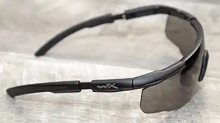 Adjustable temple arms on the Wiley X Saber Advanced Eye Protection.