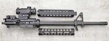 Midwest Industries two-piece drop-in AR Handguard ready for installation. 