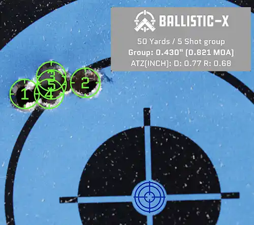 Dialing in a bit, groups tightened up and I saw a best of 0.821 MOA. 