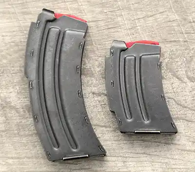 Ten and five round steel magazines for the Savage MK II series rifles. 