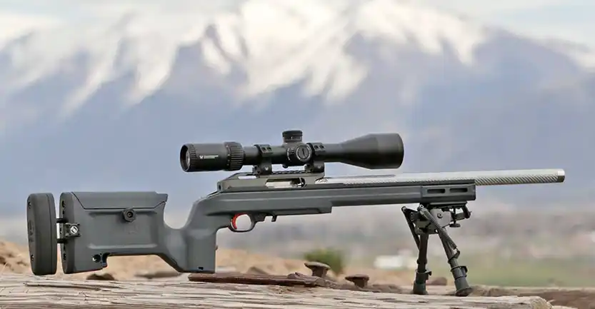 A custom 10/22 rifle built with all aftermarket parts.