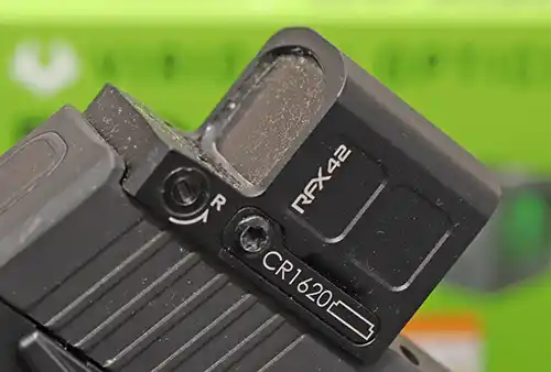 Enclosed emitter on the Viridian RFX42 Green Dot Sight isn't affected by dust and lint. 