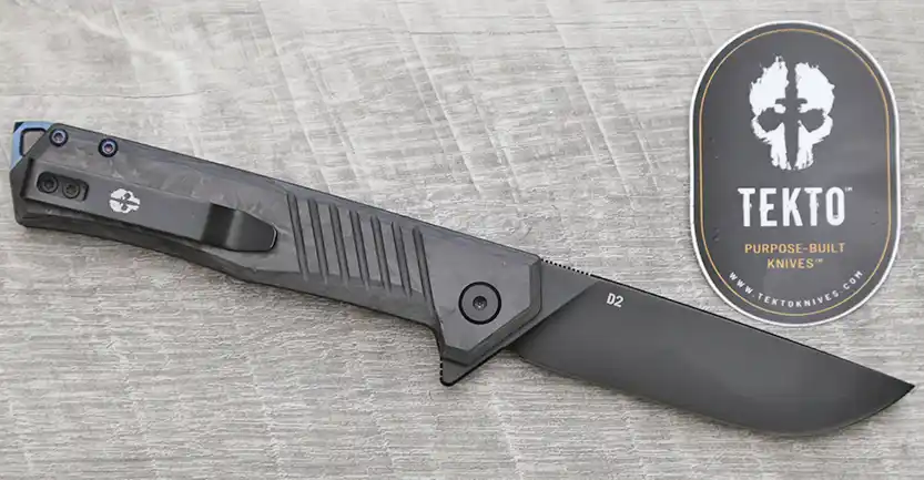 Tekto F1 Alpha folding knife review – D2 steel blade with forged carbon handle