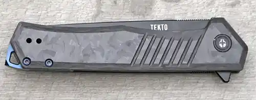 Tekto F1 Alpha folded EDC knife with forged carbon handle