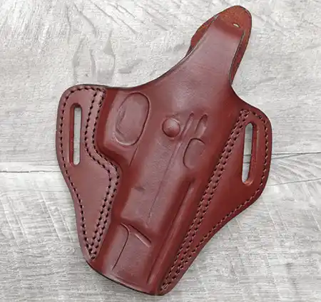 Craft Holsters OWB leather holster showing belt slots and stitching.