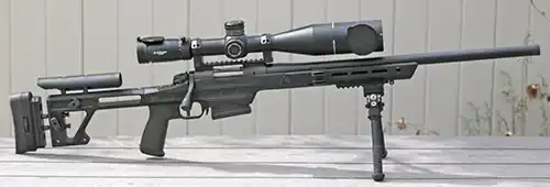 Athlon Ares ETR Gen2 UHD 4.5-30x56 mounted on a Bergara B-14 BMP rifle with bipod