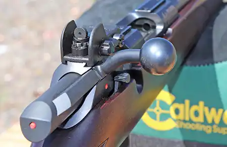 Rear view of Tech Sights aperture sight on CZ 457 Lux