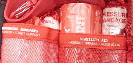 Elastic wrap and support supplies in the SurviveX Large First Aid Kit