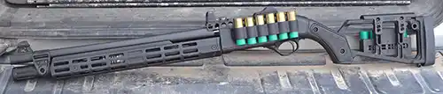 Mesa Tactical SureShell Carrier and Reflex Mount loaded with shells on a Beretta 1301 Tactical