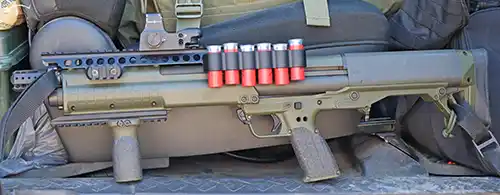 Mesa Tactical SureShell KSG shell carrier loaded with six 12 gauge shells