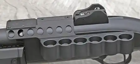 Mesa Tactical SureShell Carrier and Reflex Mount installed on a Beretta 1301 Tactical without shells