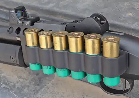 Mesa Tactical SureShell Carrier and Reflex Mount loaded with shells on a Beretta 1301 Tactical