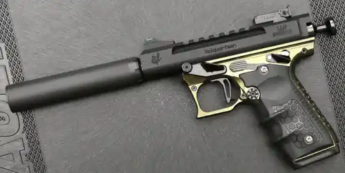 Green TANDEMKROSS Cthulhu lower with Volquartsen Mamba LLV upper and SilencerCo Sparrow suppressor