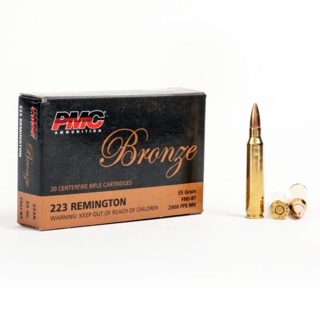 PMC Bronze 223 Remington 55-grain FMJ ammunition available from BulkMunitions