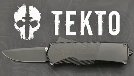 Tekto A5 Spry Mini OTF knife with Tekto logo